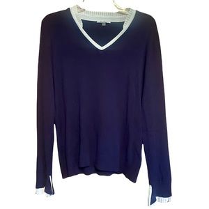 Vila Milano Wool Blend Lightweight Layered Navy Sweater